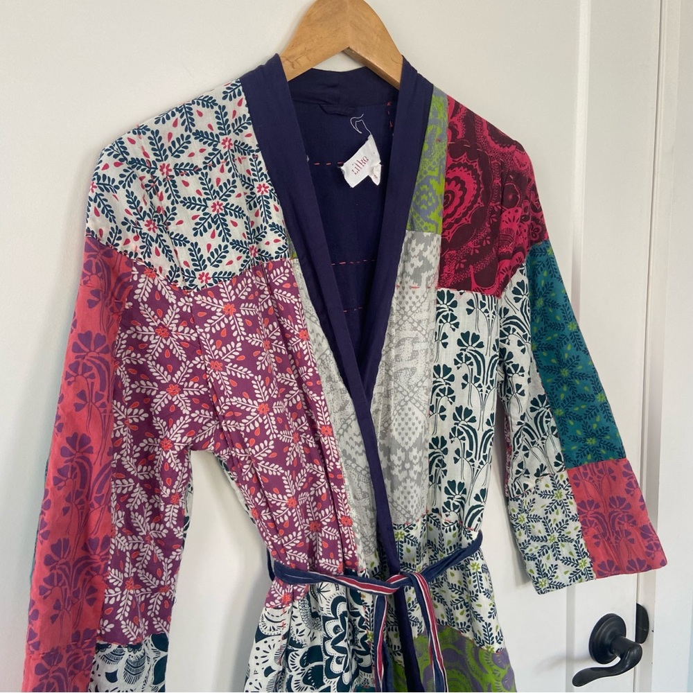 Lilka Anthropologie Quilted Cotton Patchwork Robe Small Boho - Picture 2 of 6